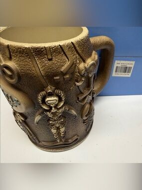 Atlantis Dig Tankard Mug in Embossed Decorative Ceramic Metallic Bronze